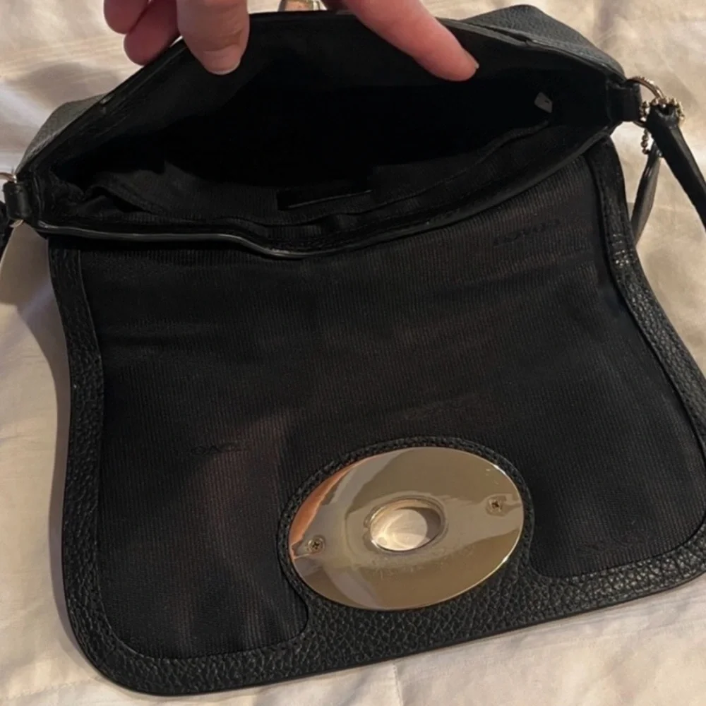 *Coach* Liv Black Leather Crossbody with Gold Turn-Lock